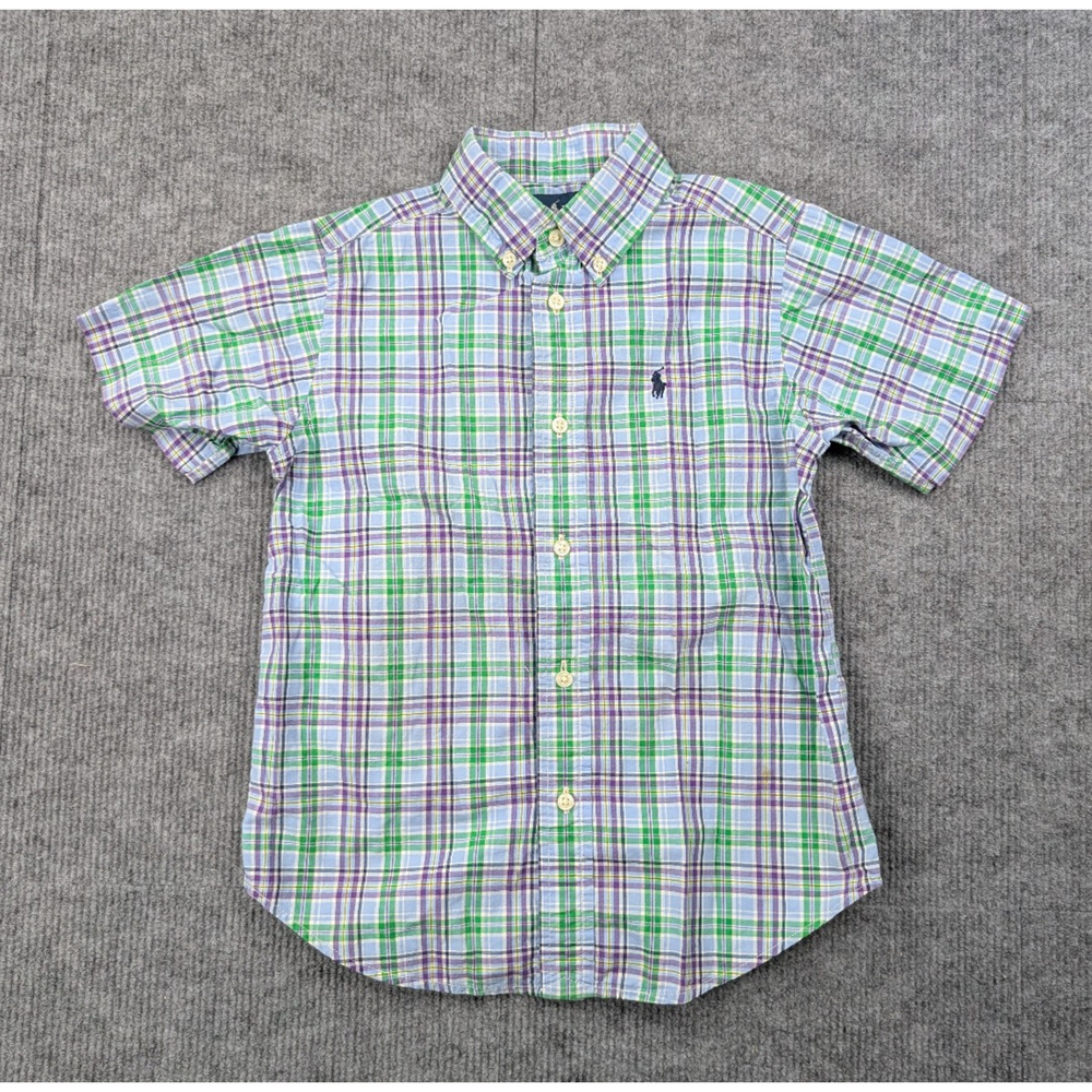 Polo Ralph Lauren Button Down Shirt Kid Boys 5 Preppy Plaid Timeless Event Blue